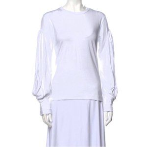 Comme de Garcons Top Authentic Womens Size M Double Sleeve White Crew Neck
